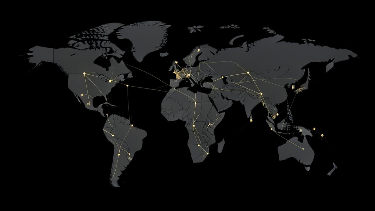 Abstract global network map showing Tripod Group office locations